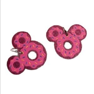 Mickey pink sprinkle doughnut earrings​